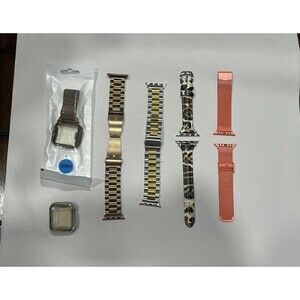 Lot Of Apple Watch Bands 38/40mm Stainless Steel, Leopard Leather, Mesh & Cases